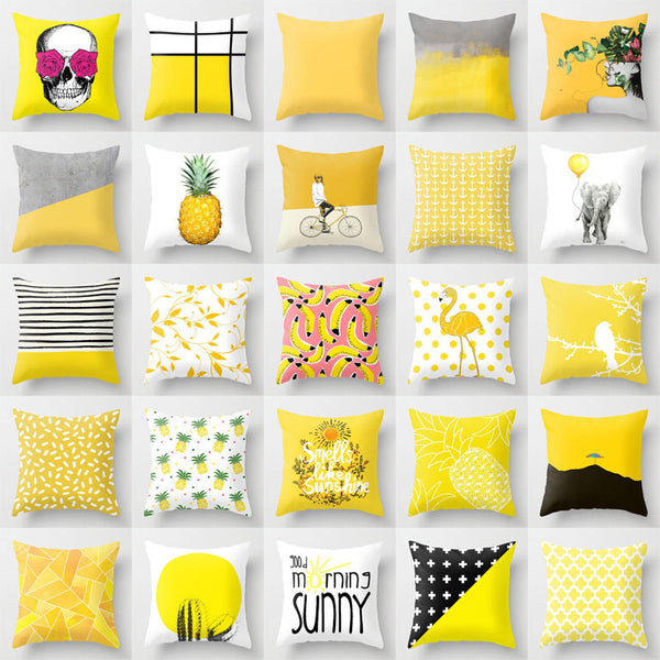 HKM-373971 Yellow Polyester Waist Cover Pillowcase - 45x45cm Peach Skin Cushion Cover