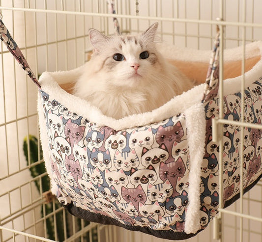 HKM-3740221 Multi-Functional Hanging Cat Hammock Nest - Flannel, PP Cotton, Cashmere, Alloy Materials