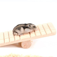 HKM-3741373 Wooden Hamster Seesaw for Stress Relief and Exercise - Natural Wood Pet Toy