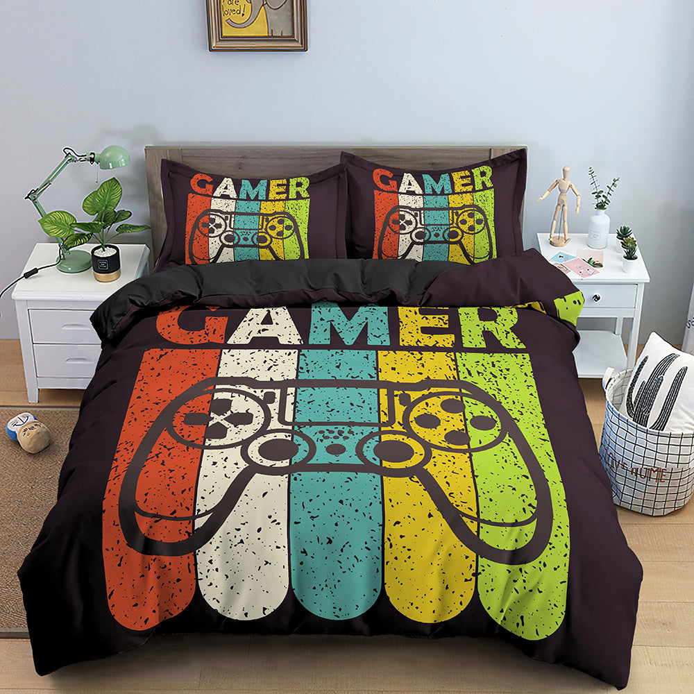 HKM-374227 Digital Printed Gamepad Bedding Set - Personalized Quilted Cover with Pillowcases in Various Sizes