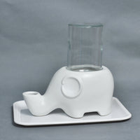 HKM-3742525 Ceramic Elephant Design Cat Drinking Fountain Bowl in Pink, 500ml Capacity