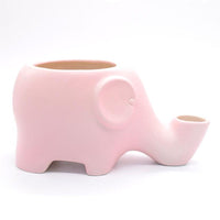 HKM-3742525 Ceramic Elephant Design Cat Drinking Fountain Bowl in Pink, 500ml Capacity