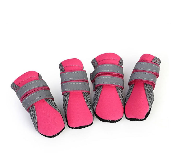 HKM-3743165 Comfortable Dog Walking Shoes with Reflective Design and Easy Fit in Pink, Green, and Black