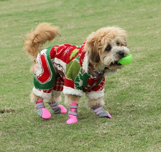 HKM-3743165 Comfortable Dog Walking Shoes with Reflective Design and Easy Fit in Pink, Green, and Black