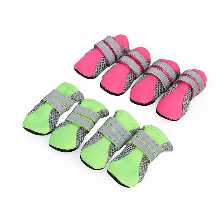 HKM-3743165 Comfortable Dog Walking Shoes with Reflective Design and Easy Fit in Pink, Green, and Black