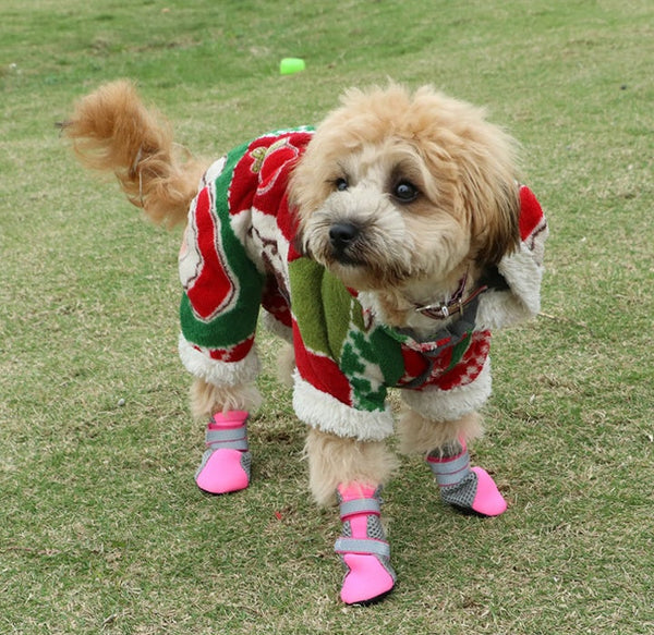 HKM-3743165 Comfortable Dog Walking Shoes with Reflective Design and Easy Fit in Pink, Green, and Black