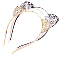 HKM-374483 Shiny Plaid Cat Ear Headband for Women - Fashionable Plastic Accessory