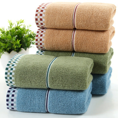 HKM-374483 Ultra-Soft Pure Cotton Facial Towel, Quick-Dry Absorbent, Houndstooth Design, 35x75 cm