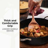 HKM-374611 Wooden Cooking Utensils Set - 6 Pieces Natural Kitchen Tools with Holder