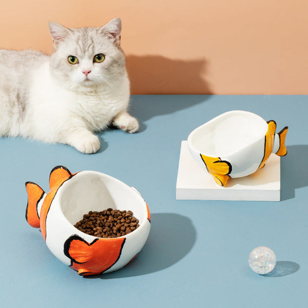 HKM-3746493 Ceramic Cat Bowl Designed to Support Cervical Spine Health with Automatic Feeding Feature