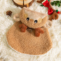 HKM-3746877 Reindeer Cape for Dogs and Cats - Warm Thickened Christmas Outfit with Hat and D-Ring for Easy Leash Attachment