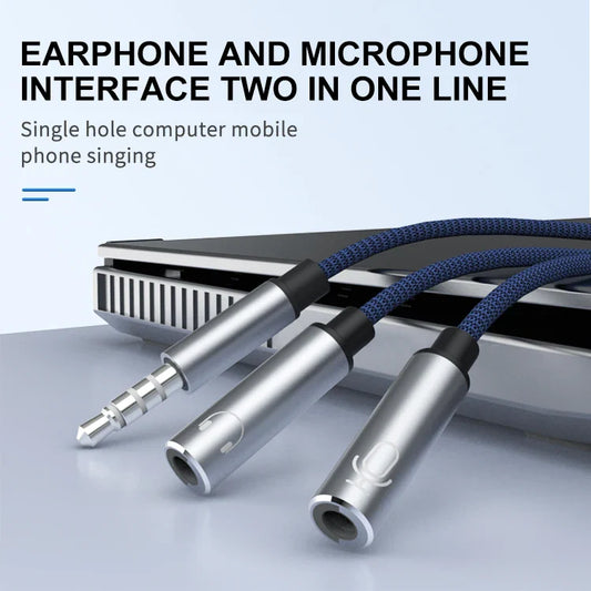 HKM-374803 3.5MM Male to Dual Female Mic Audio Y Splitter Cable for Headset and PC Connection
