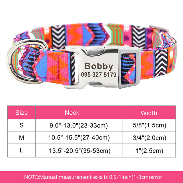HKM-3748157 Personalized Nylon Dog Collar with Custom Nameplate ID Tag for Cats and Dogs