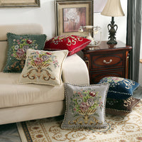 HKM-374867 Light Luxury Flower Curled Chenille Pillow in Multiple Colors and Patterns, 48x48cm