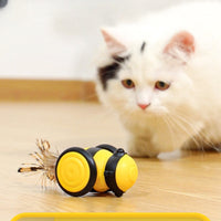 HKM-3749565 Electric Interactive Cat Toy with Teaser Feather and Random Movement for Engaging Playtime
