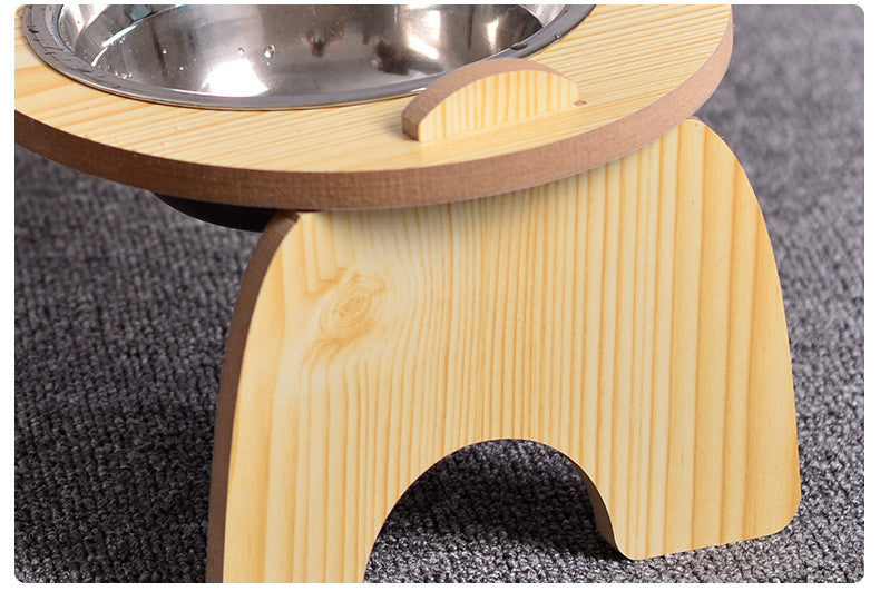 HKM-3752253 Cervical Spine Double Bowl Dog Food Stand with Wooden Base