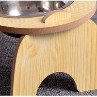 HKM-3752253 Cervical Spine Double Bowl Dog Food Stand with Wooden Base