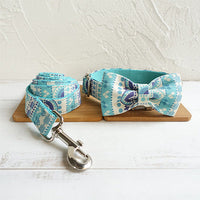 HKM-3754045 Durable Polyester Dog Collar and Leash Set with Bow Tie Design, Multiple Sizes Available