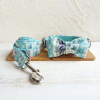HKM-3754045 Durable Polyester Dog Collar and Leash Set with Bow Tie Design, Multiple Sizes Available