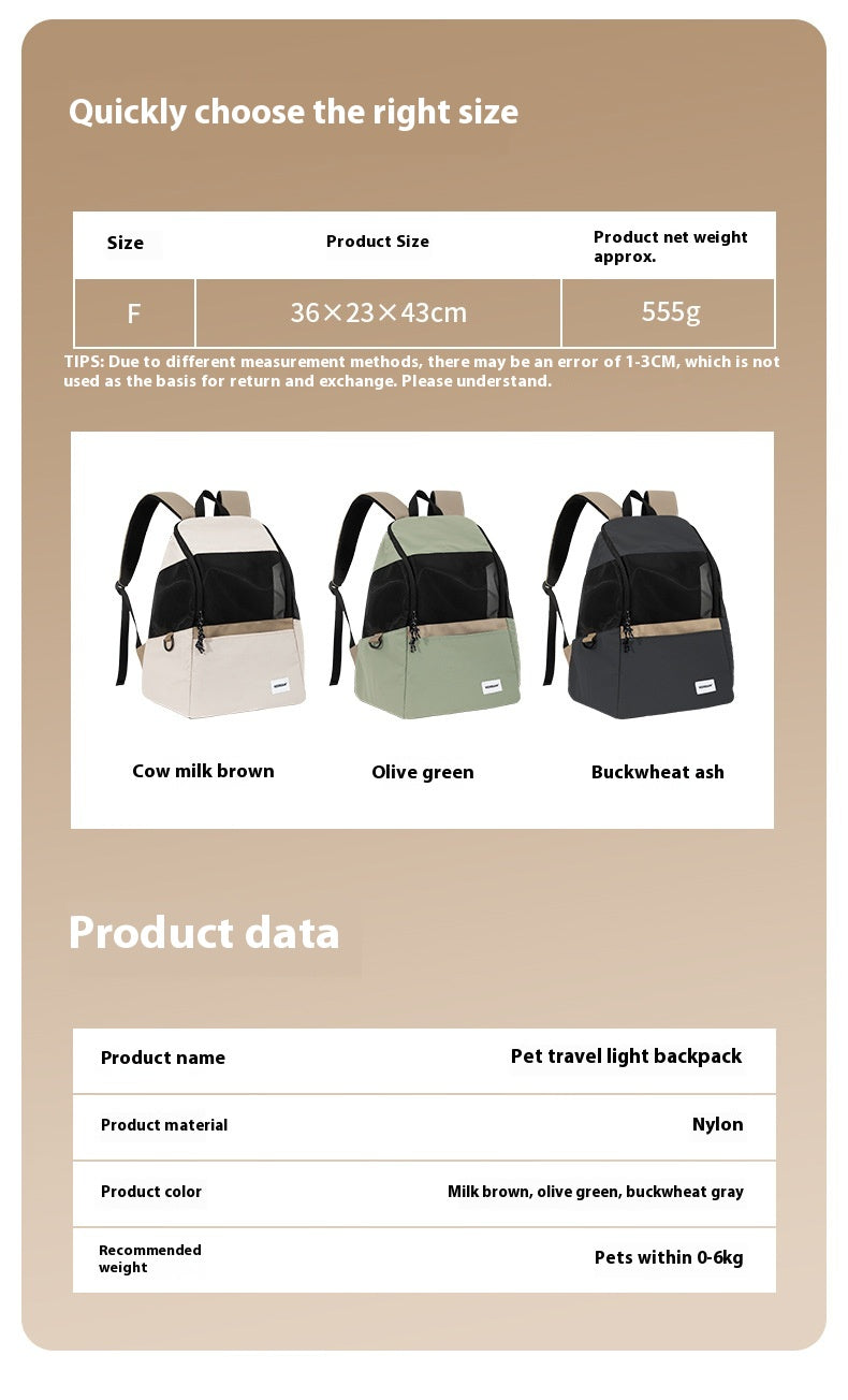 HKM-3754301 Lightweight Portable Pet Backpack for Small Pets - Breathable Design for All Seasons