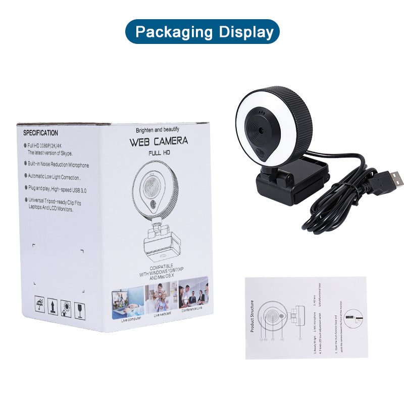 HKM-375443 2K HD USB Computer Camera with Auto Focus and Built-in Microphone