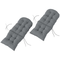 HKM-375443 Gray Tufted High Back Patio Chair Cushions Set of 2 with Non-Slip Ties and Spill-Resistant Fabric