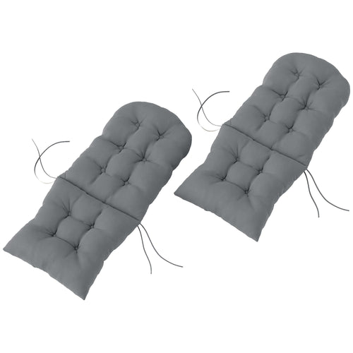 HKM-375443 Gray Tufted High Back Patio Chair Cushions Set of 2 with Non-Slip Ties and Spill-Resistant Fabric