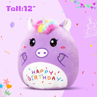 HKM-375507 Cartoon Purple Unicorn Plush Toy – Soft and Squishy Stuffed Animal for Children