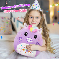 HKM-375507 Cartoon Purple Unicorn Plush Toy – Soft and Squishy Stuffed Animal for Children