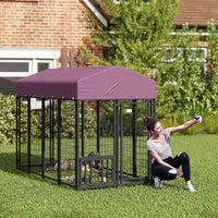 HKM-3755709 Spacious Welded Wire Dog Kennel with Adjustable Bowl Station and Waterproof Cover