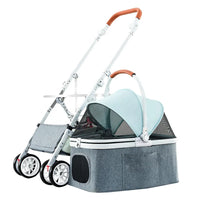 HKM-375571 Folding Pet Stroller with Four Wheels for Easy Travel and One-Hand Operation