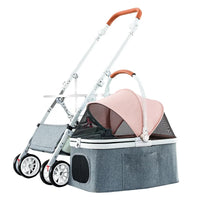 HKM-375571 Folding Pet Stroller with Four Wheels for Easy Travel and One-Hand Operation
