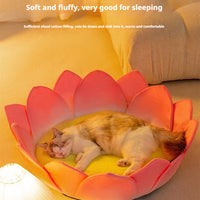HKM-3756093 Lotus Pink Thermal Cat Nest with Ultra-Soft Crystal Material for All Seasons