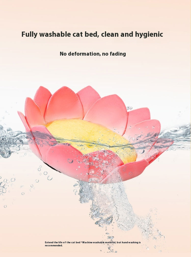 HKM-3756093 Lotus Pink Thermal Cat Nest with Ultra-Soft Crystal Material for All Seasons