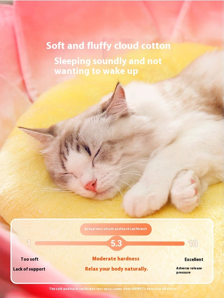 HKM-3756093 Lotus Pink Thermal Cat Nest with Ultra-Soft Crystal Material for All Seasons