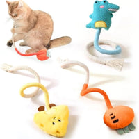 HKM-3756221 Sisal Rope Cat Chew Toys with Catnip and Silvervine - Safe, Bite-Resistant Dental Fun for Indoor Cats