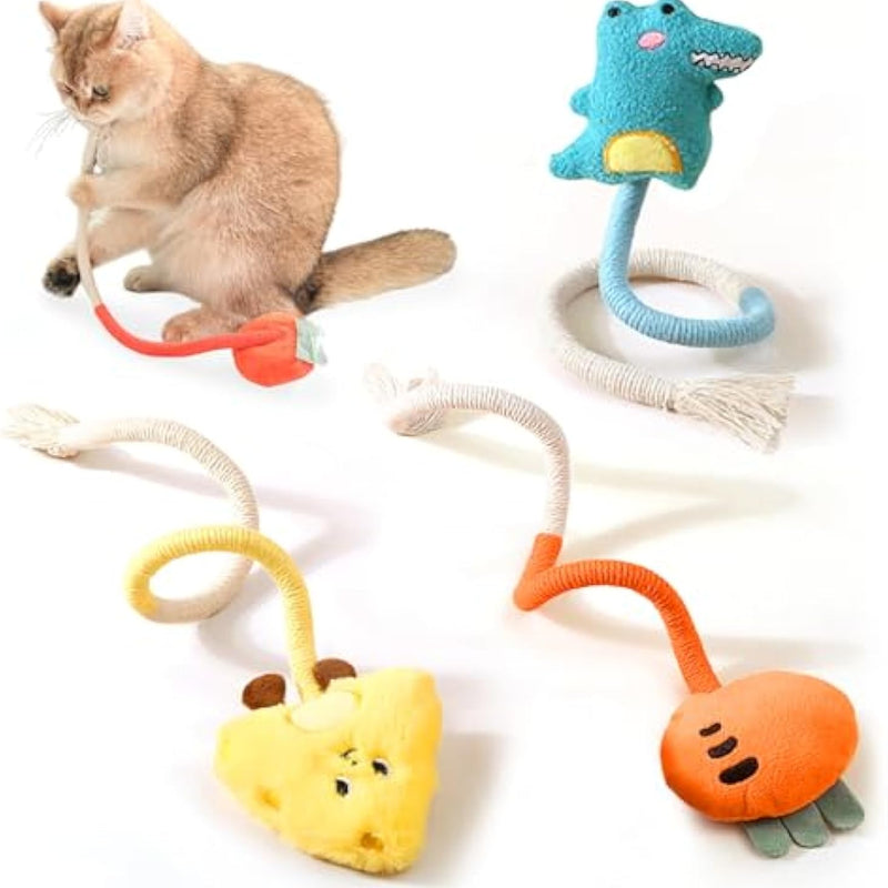HKM-3756221 Sisal Rope Cat Chew Toys with Catnip and Silvervine - Safe, Bite-Resistant Dental Fun for Indoor Cats