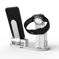 HKM-375763 Multi-Functional Aluminum Alloy Charging Dock for iPhone, Apple Watch, and AirPods with Cables