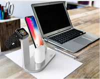 HKM-375763 Multi-Functional Aluminum Alloy Charging Dock for iPhone, Apple Watch, and AirPods with Cables