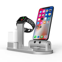 HKM-375763 Multi-Functional Aluminum Alloy Charging Dock for iPhone, Apple Watch, and AirPods with Cables
