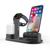 HKM-375763 Multi-Functional Aluminum Alloy Charging Dock for iPhone, Apple Watch, and AirPods with Cables