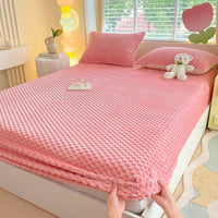 HKM-375891 Cute Animal Cartoon Velvet Fitted Bed Sheet - Various Sizes Available