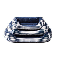HKM-375891 Luxurious Retro Square Pet Sofa Nest with Monochrome Stripes in Red and Blue - Available in Sizes S, M, L