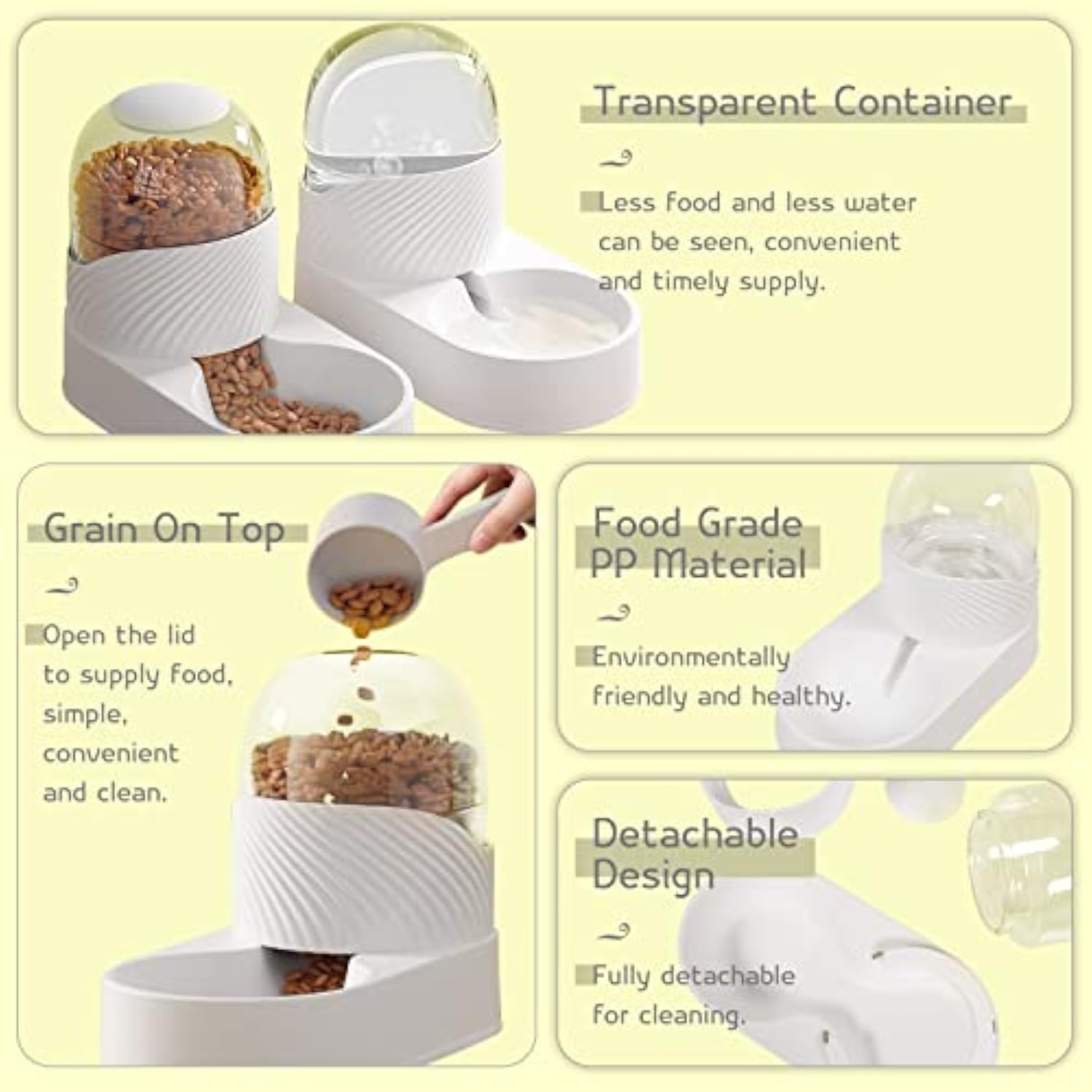 HKM-3759293 Cat Feeder and Water Dispenser Set - 2L Capacity Automatic Food and Water Bowl for Healthy Eating Habits