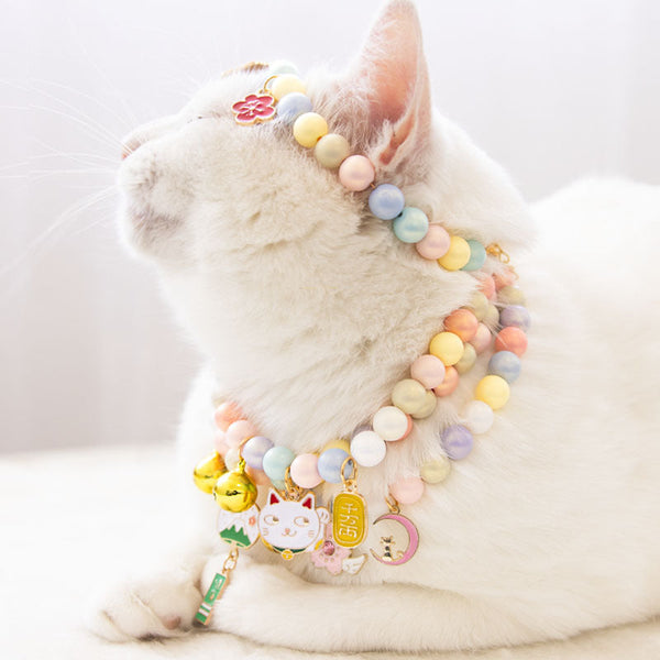 HKM-3759805 Fairy Cat Pearl Pendant Collar - Multiple Colors & Adjustable Sizes