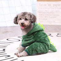 HKM-3760189 Soft Cotton Green Tyrannosaurus Rex Hooded Coat for Pets in Multiple Sizes