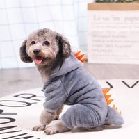 HKM-3760189 Soft Cotton Green Tyrannosaurus Rex Hooded Coat for Pets in Multiple Sizes