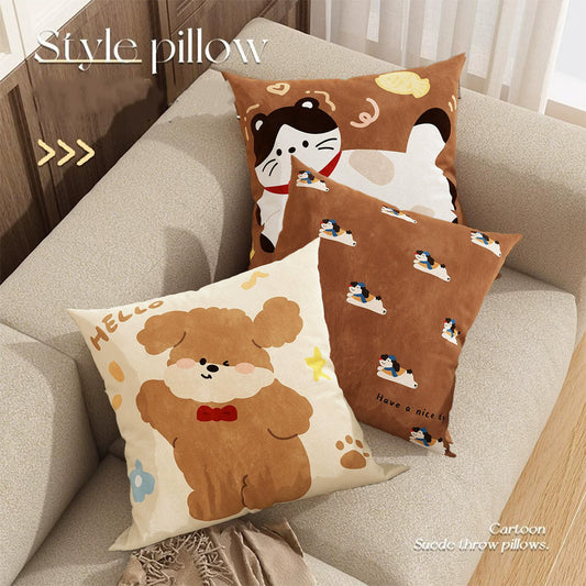 HKM-376019 Cute Dog Pillowcase Cushion Cover 45x45cm for Home Decoration, Sofa, Car, and Office