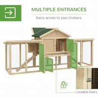 HKM-3761469 Spacious Wooden Chicken Coop with Nesting Box, Double Runs, and Removable Tray for Backyard Use