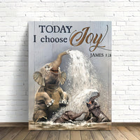 HKM-376147 Funny Elephant Bathroom Canvas Wall Art with Wood Frame - Ready to Hang Home Decor for Living Room and Bedroom